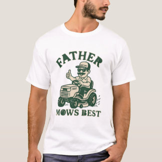Vater mäht besten lustigen Rasenmäher Retro-Vater T-Shirt