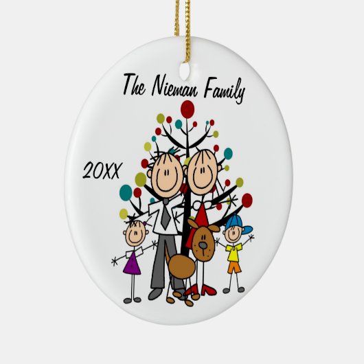 Vater, Mama, Junge, Mädchen, Keramik Ornament (Rechts)