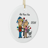 Vater, Mama, Kleinkind, Baby Girl, Graue Hundeverz Keramik Ornament (Rechts)