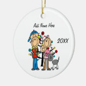 Vater, Mama, Kleinkind, Baby Girl, Graue Hundeverz Keramik Ornament (Links)