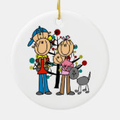 Vater, Mama, Kleinkind, Baby Girl, Graue Hundeverz Keramik Ornament (Hinten)