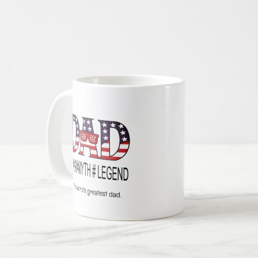 Vater Man Myth Legend American Vathers Day Kaffeetasse (Vorderseite Links)