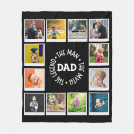 Vater Man Myth Legend Foto Collage Chic Black Fleecedecke