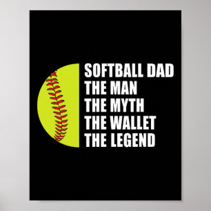 Vater Man Myths Wallet Softball Fathtag Poster