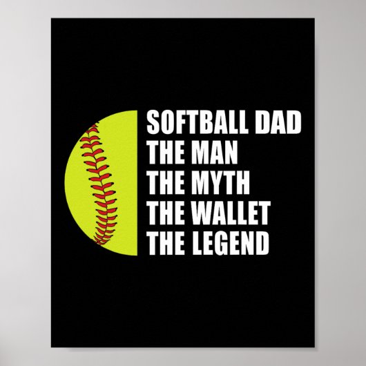 Vater Man Myths Wallet Softball Fathtag Poster (Vorne)