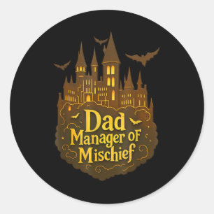 Vater Manager des Unfugs Lustiger Halloween-Vater- Runder Aufkleber