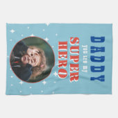 Vater mein Superhero Fun Foto Vathers Day Geschirrtuch (Horizontal)