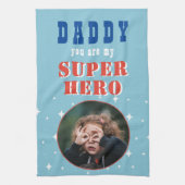 Vater mein Superhero Fun Foto Vathers Day Geschirrtuch (Vertikal)