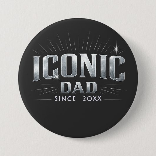 Vater mit eigenem Stil seit 20XX Silber-Typografie Button (Vorderseite)