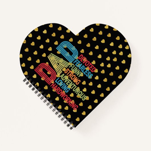 Vater mit Golden Heart Black Gold-Thema Notizblock (Vorderseite)