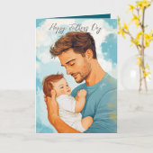 Vater mit Kind und benutzerdefinierter Nachricht i Karte (Gelbe Blume)