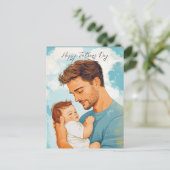 Vater mit Kind und benutzerdefinierter Nachricht i Postkarte (Stehend Vorderseite)