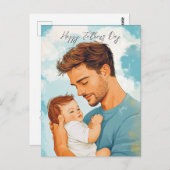 Vater mit Kind und benutzerdefinierter Nachricht i Postkarte (Vorne/Hinten)