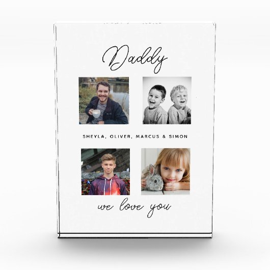 Vater mit Kindern Familie Daddy 4 Collage Fotoblock (Vorderseite)