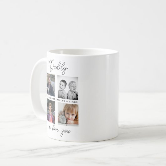 Vater mit Kindern Familie Daddy 4 FotoCollage Kaffeetasse (Vorderseite Links)
