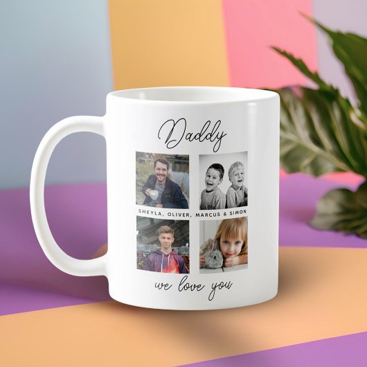 Vater mit Kindern Familie Daddy 4 FotoCollage Kaffeetasse