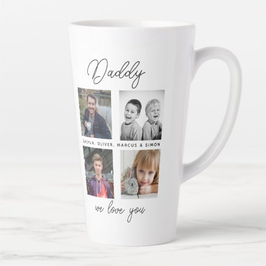 Vater mit Kindern Familie Daddy 4 FotoCollage Milchtasse (Rechts)