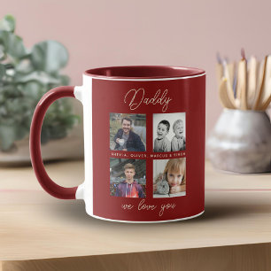 Vater mit Kindern Familie Daddy 4 FotoCollage Tasse