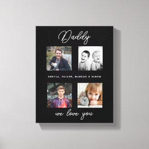 Vater mit Kindern Familie Daddy Foto Collage Leinwanddruck