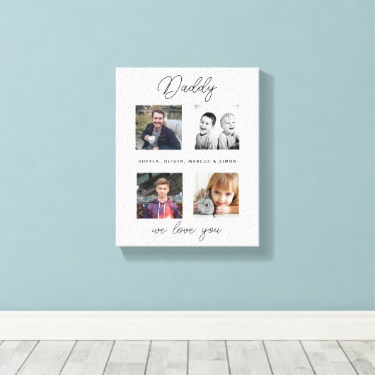 Vater mit Kindern Familie Daddy Foto Collage Leinwanddruck (Insitu (Holzboden))