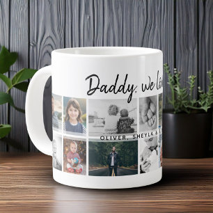 Vater mit Kindern Familie Papa 14 Foto-Collage  Jumbo-Tasse