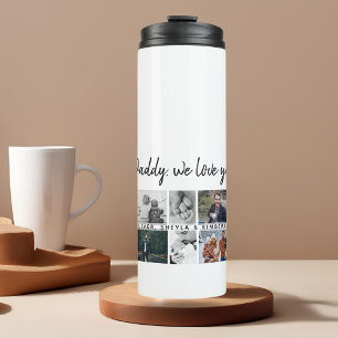 Vater mit Kindern Familie Papa 14 Foto-Collage  Thermosbecher
