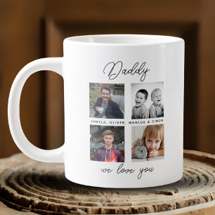 Vater mit Kindern Familie Papa 4 Foto-Collage Jumbo-Tasse