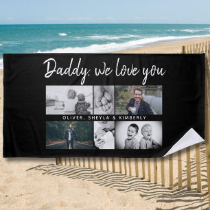 Vater mit Kindern Familie Vater 6 FotoCollage Schw Strandtuch