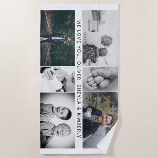 Vater mit Kindern Familie Vater 6 FotoCollage Strandtuch (Vorderseite)