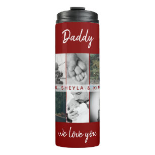 Vater mit Kindern und Familie Dad Foto-Collage Thermosbecher