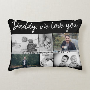 Vater mit Kindern und Vater 6 FotoCollage Dekokissen