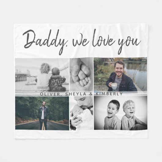 Vater mit Kindern und Vater 6 FotoCollage Fleecedecke (Vorderseite (Horizontal))