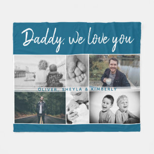 Vater mit Kindern und Vater 6 FotoCollage Fleecedecke