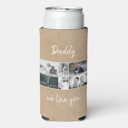 Vater mit Kindern und Vater 6 FotoCollage Selters Dosenkühler (Seltzer Rückseite)