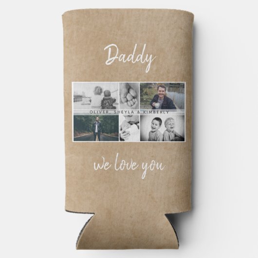 Vater mit Kindern und Vater 6 FotoCollage Selters Dosenkühler (Rückseite)