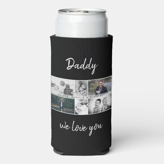 Vater mit Kindern und Vater 6 FotoCollage Selters Dosenkühler (Seltzer Rückseite)