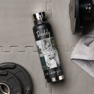 Vater mit Kindern und Vater 6 FotoCollage Trinkflasche