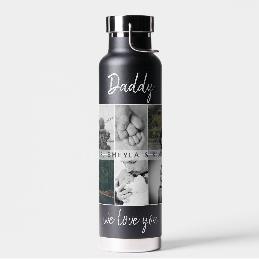 Vater mit Kindern und Vater 6 FotoCollage Trinkflasche (Links)