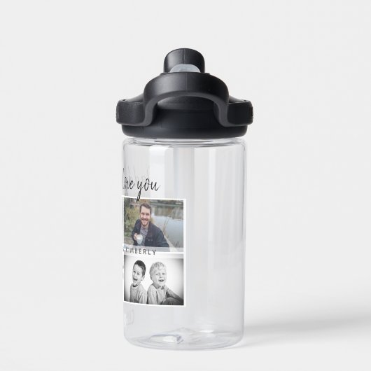 Vater mit Kindern und Vater 6 FotoCollage Trinkflasche (Rückseite)