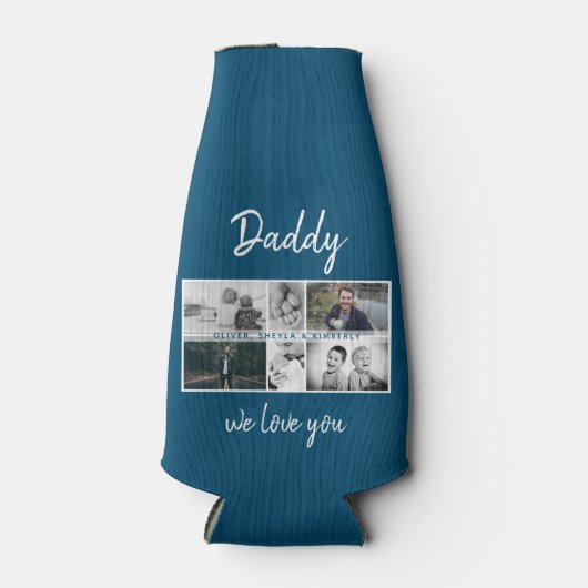 Vater mit Kindern und Vater FotoCollage Flaschenkühler (Vorderseite)