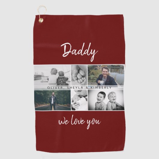 Vater mit Kindern und Vater FotoCollage Golfhandtuch (Vorderseite)