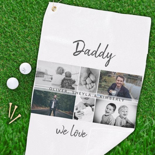 Vater mit Kindern und Vater FotoCollage Golfhandtuch