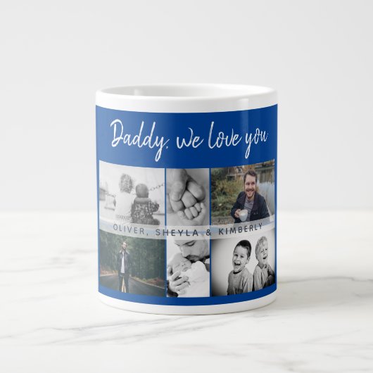 Vater mit Kindern und Vater FotoCollage Jumbo-Tasse (Vorderseite)