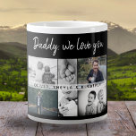 Vater mit Kindern und Vater FotoCollage Jumbo-Tasse<br><div class="desc">Vater mit Kindern und Vater Foto Collage Riesenkaffee Tasse. Collage von 6 Fotos, väterlicher Name mit einer süßen Nachricht in einem trendigen weißen Skript und Namen von Kindern, die die Fotos überlagern. Fügen Sie Ihre 6 Lieblings-Fotos hinzu. Der süße Sake und ein Geschenk zum Geburtstag, zum Vatertag oder zu Weihnachten...</div>