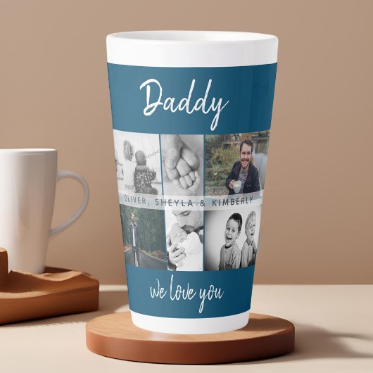 Vater mit Kindern und Vater FotoCollage Milchtasse