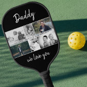 Vater mit Kindern und Vater FotoCollage Pickleball Schläger