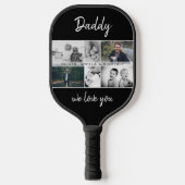 Vater mit Kindern und Vater FotoCollage Pickleball Schläger (Vorderseite)