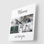 Vater mit Kindern und Vater FotoCollage Quadratische Wanduhr (Winkel)