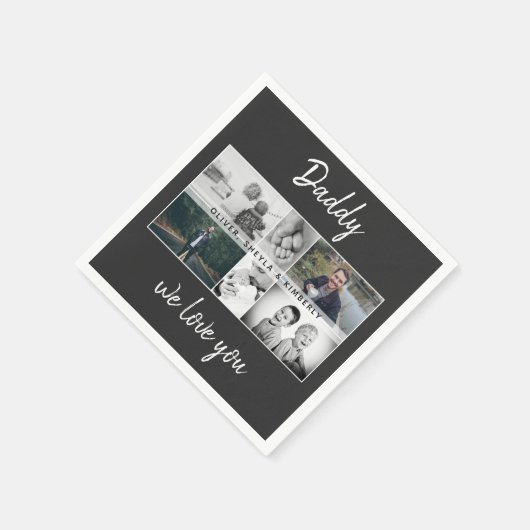 Vater mit Kindern und Vater FotoCollage Serviette (Ecke)