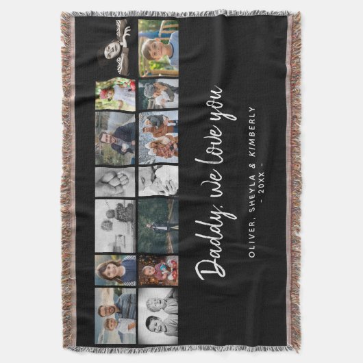 Vater mit Kindern Vater 14 FotoCollage Decke (Vorderseite Vertikal)